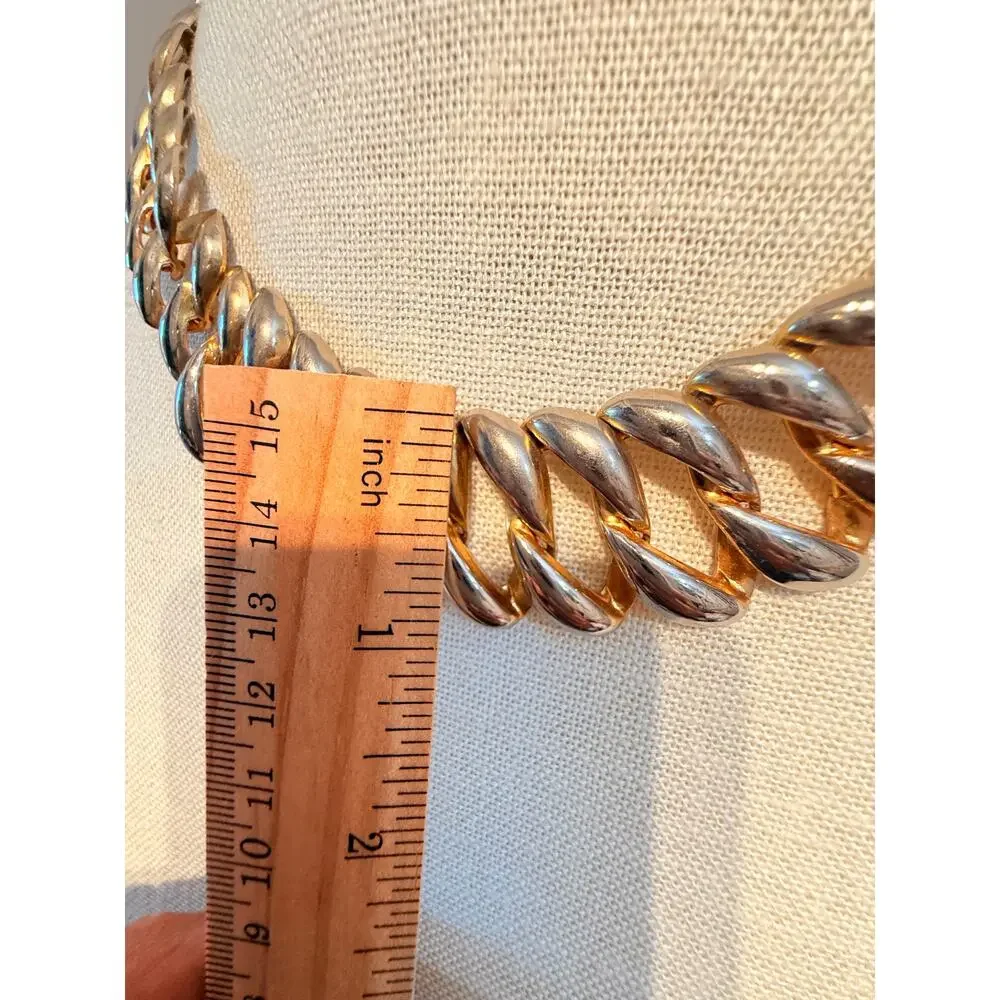 Vintage Two Tone Chunky Link Necklace 18”